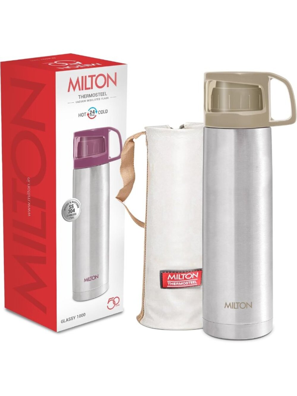 Insulated 34 oz Stainless Steel Water Bottle with Cup - Perfect for Travel
